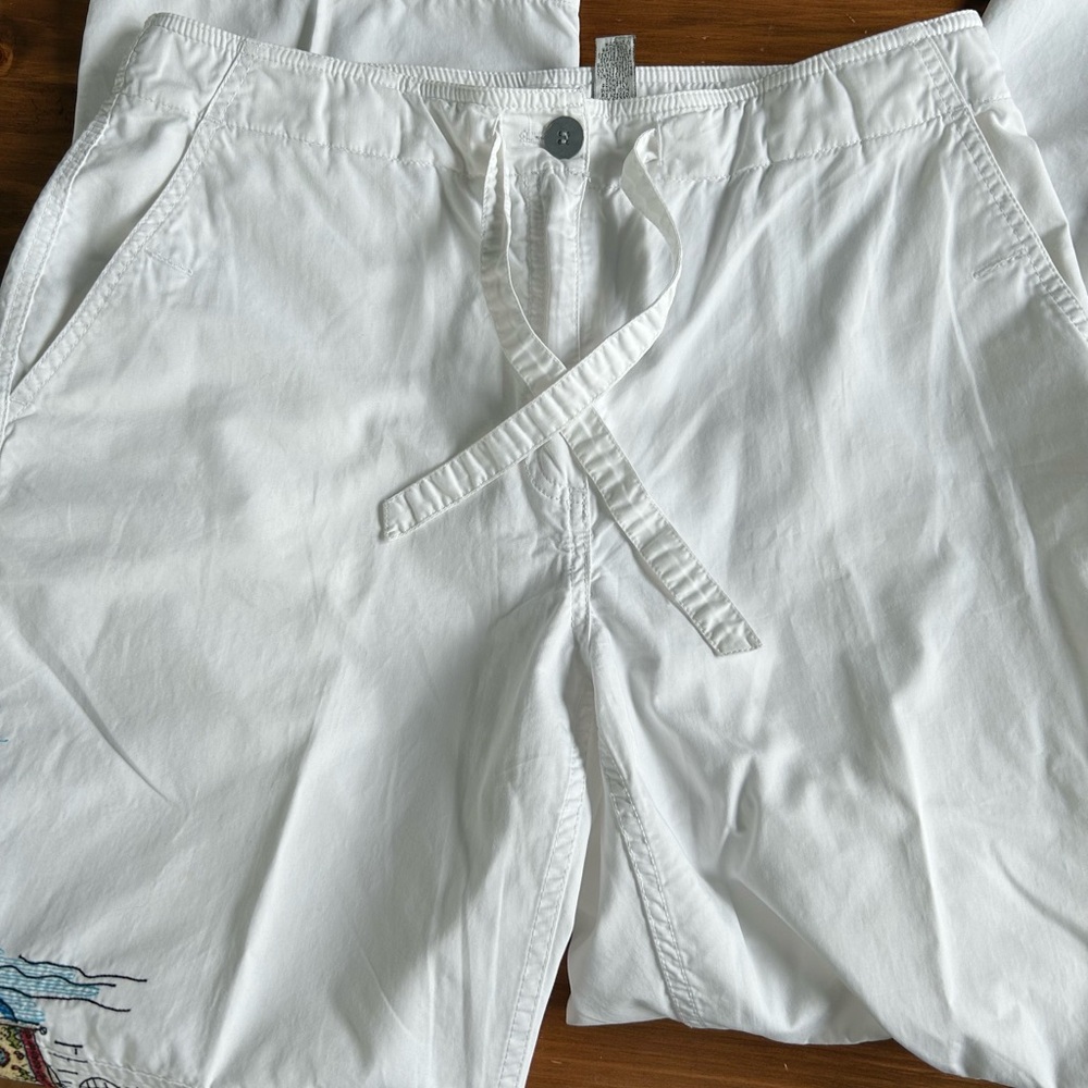 CHICOs White Embroidered Pants, size 10. - Picture 10 of 15